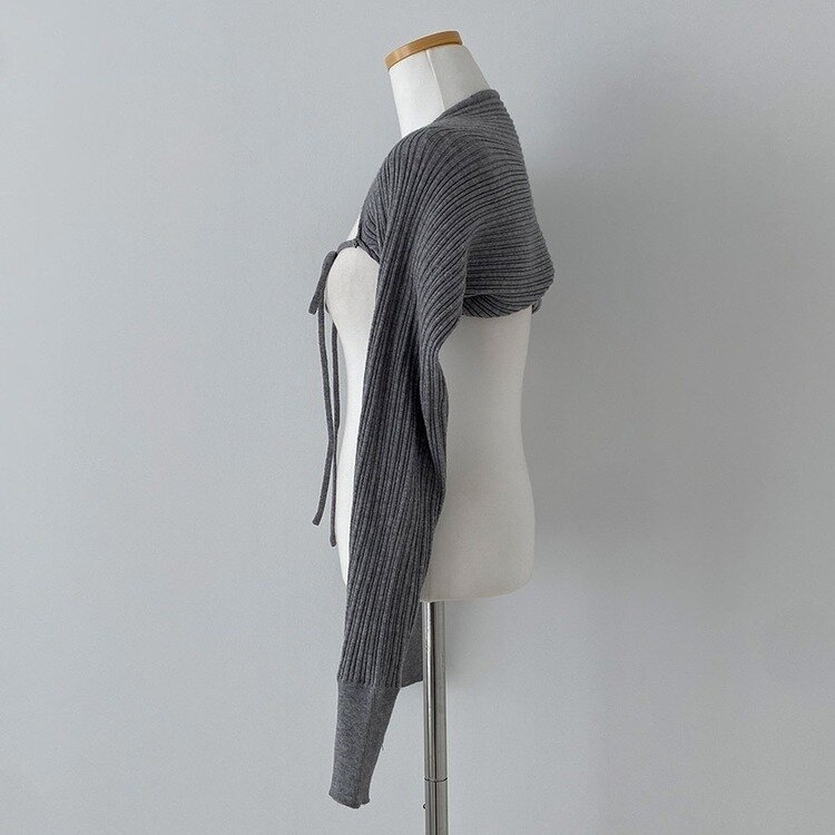 サカイ ラップ ニット カーディガン リボン付きレイヤードスリーブ 1 S サカイ ラップ ニット カーディガン リボン付きレイヤードスリーブ 1 S