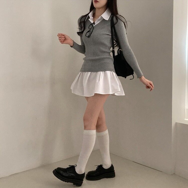 プリシックレイヤードシャツミニワンピース｜ミニワンピース