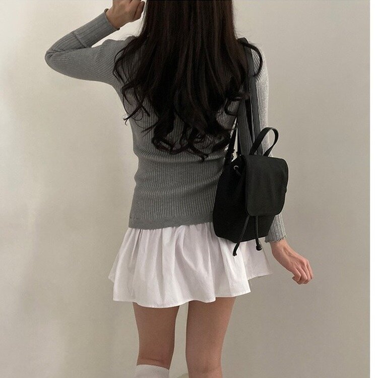 프리시크 레이어드 셔츠 미니 원피스 그레이