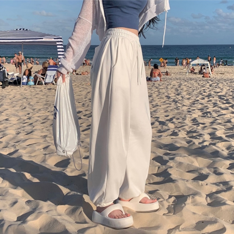 サイドピンタックワイドレーニングパンツ5色 WHITE