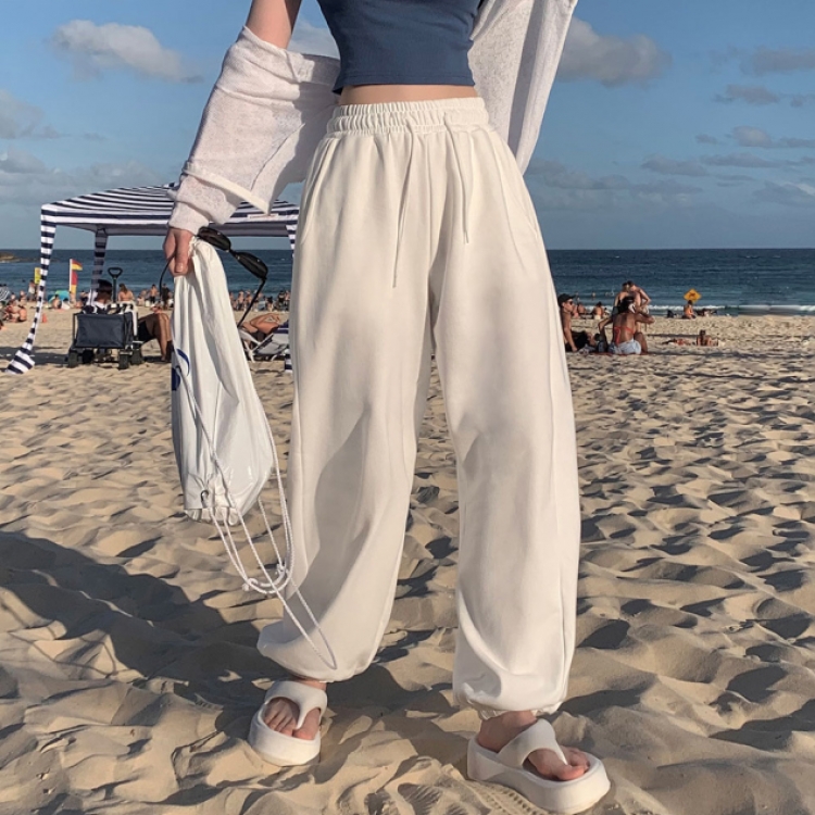 サイドピンタックワイドレーニングパンツ5色 WHITE