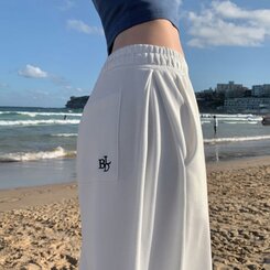 サイドピンタックワイドレーニングパンツ5色 WHITE