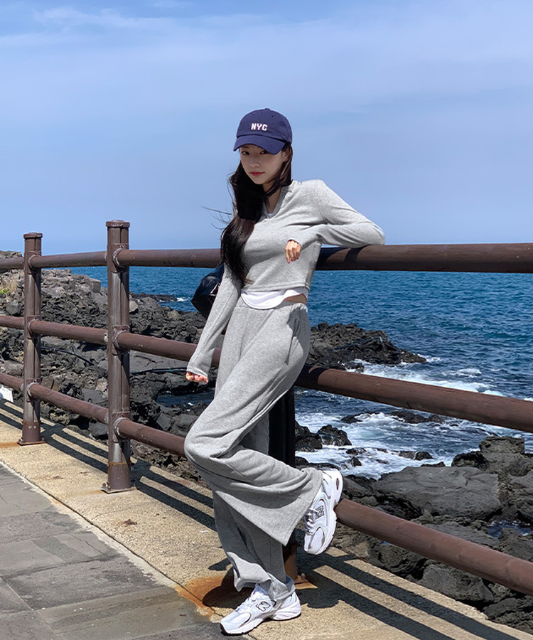 フードトップスワイドパンツセットアップ｜ロングワンピース｜韓国 