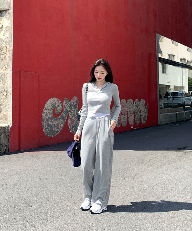 フードトップスワイドパンツセットアップ｜ロングワンピース｜韓国 