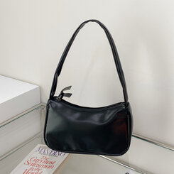 バッグ エナメルレザーカラーショルダーバッグ6色 BLACK