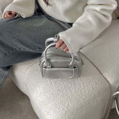 バッグ レザーツーウェイハンドバッグクロスバッグ SILVER