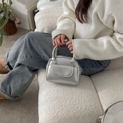 バッグ レザーツーウェイハンドバッグクロスバッグ SILVER