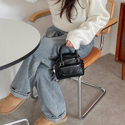 バッグ レザーツーウェイハンドバッグクロスバッグ BLACK