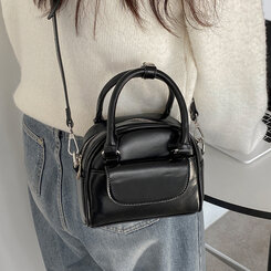 バッグ レザーツーウェイハンドバッグクロスバッグ BLACK