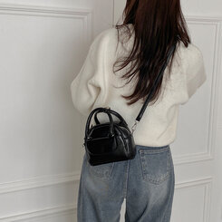バッグ レザーツーウェイハンドバッグクロスバッグ BLACK
