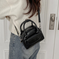 バッグ レザーツーウェイハンドバッグクロスバッグ BLACK