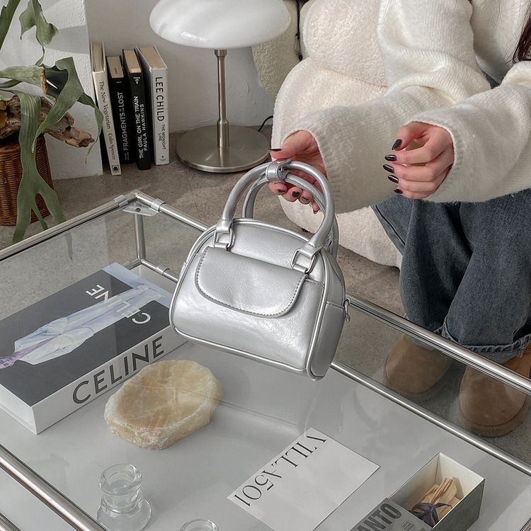 レザーツーウェイハンドバッグクロスバッグ SILVER