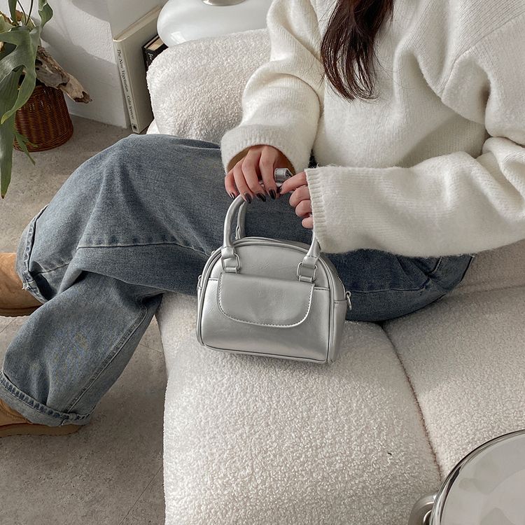 レザーツーウェイハンドバッグクロスバッグ SILVER