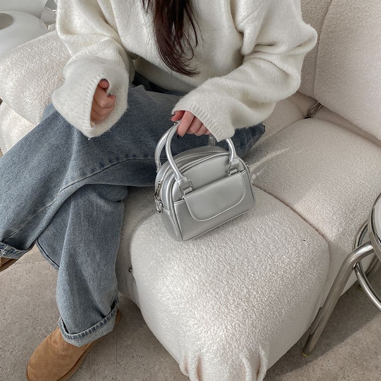 レザーツーウェイハンドバッグクロスバッグ SILVER