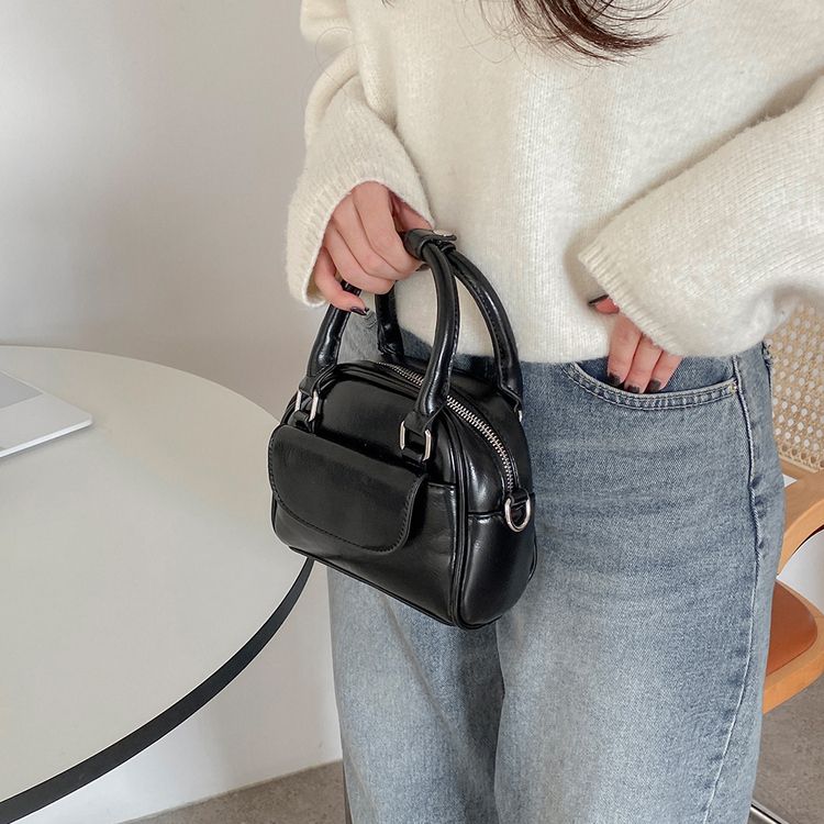 レザーツーウェイハンドバッグクロスバッグ BLACK