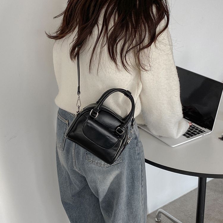 レザーツーウェイハンドバッグクロスバッグ BLACK
