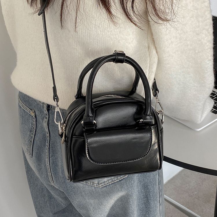 レザーツーウェイハンドバッグクロスバッグ BLACK