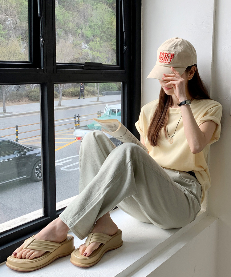 ライブリブ編み半袖Tシャツ6色 SOFT YELLOW