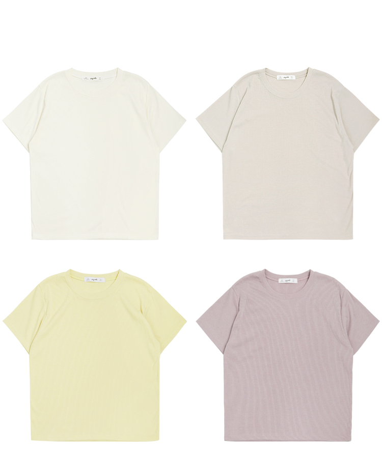 ライブリブ編み半袖Tシャツ6色