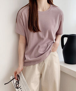 半袖Tシャツ ライブリブ編み半袖Tシャツ6色 PINK