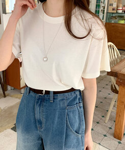 半袖Tシャツ ライブリブ編み半袖Tシャツ6色 CREAM