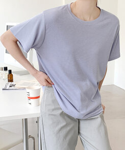 半袖Tシャツ ライブリブ編み半袖Tシャツ6色 LAVENDER BLUE