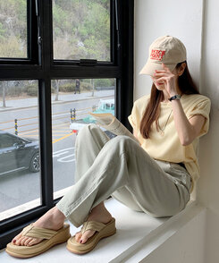 半袖Tシャツ ライブリブ編み半袖Tシャツ6色 SOFT YELLOW