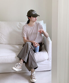 半袖Tシャツ ライブリブ編み半袖Tシャツ6色 BEIGE
