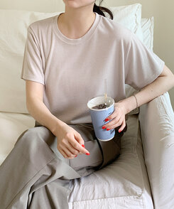 半袖Tシャツ ライブリブ編み半袖Tシャツ6色 BEIGE