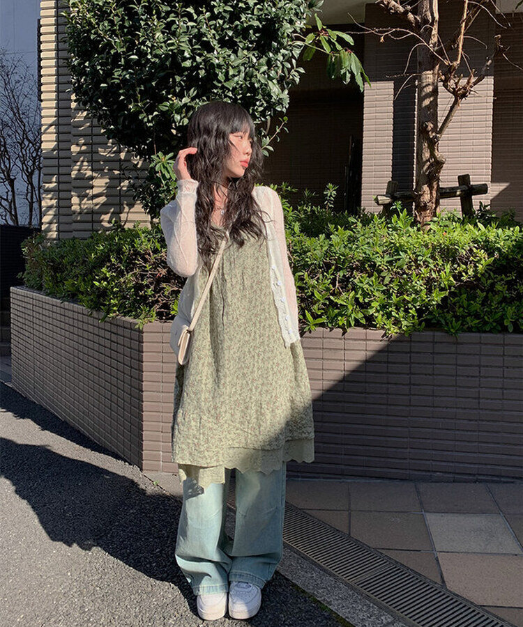 ドファ ビンテージ フラワー ワンピース KHAKI