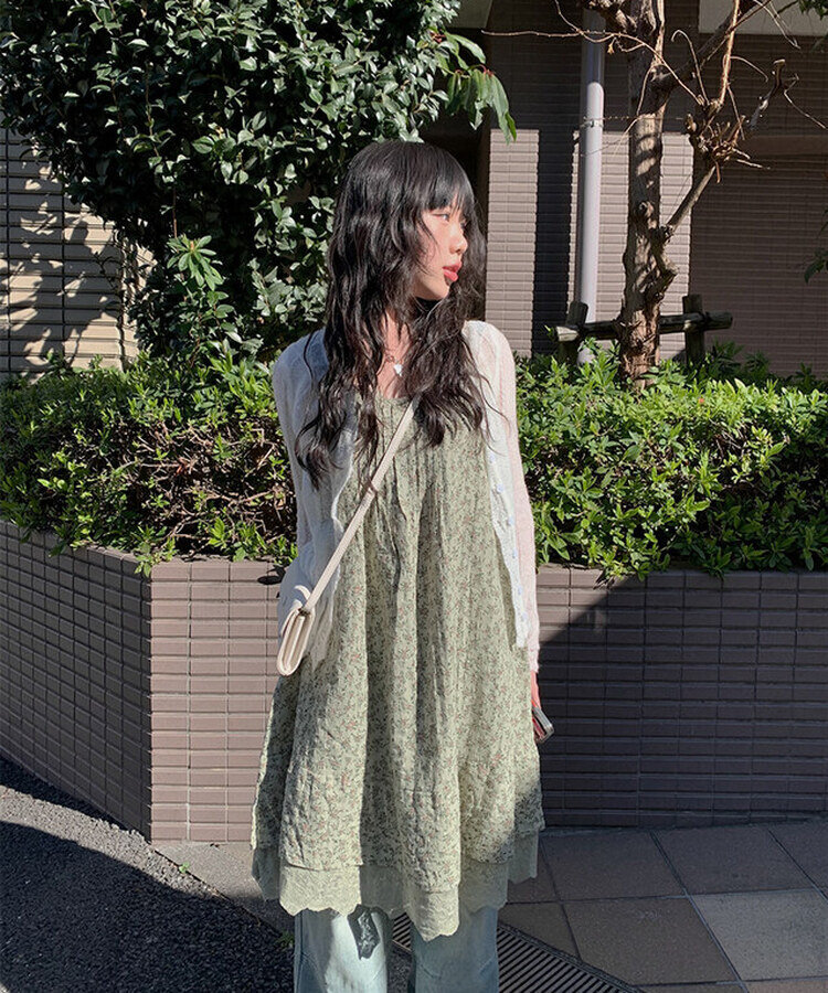 ドファ ビンテージ フラワー ワンピース KHAKI