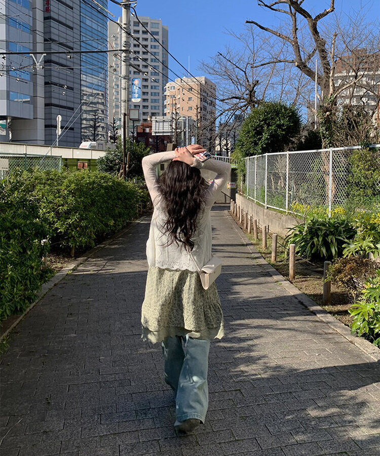 ドファ ビンテージ フラワー ワンピース KHAKI