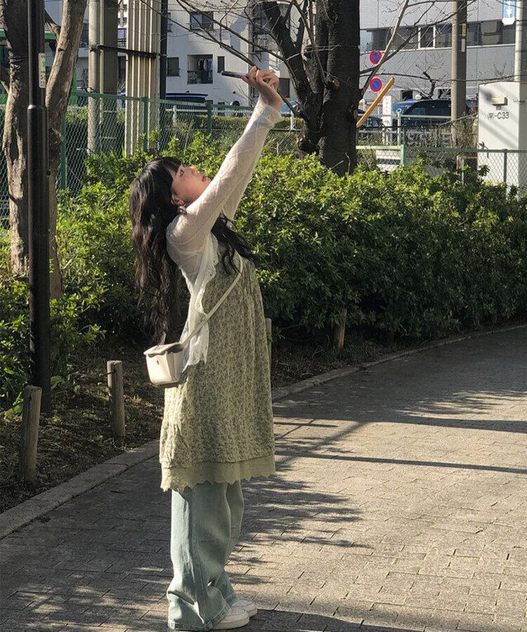 ドファ ビンテージ フラワー ワンピース KHAKI