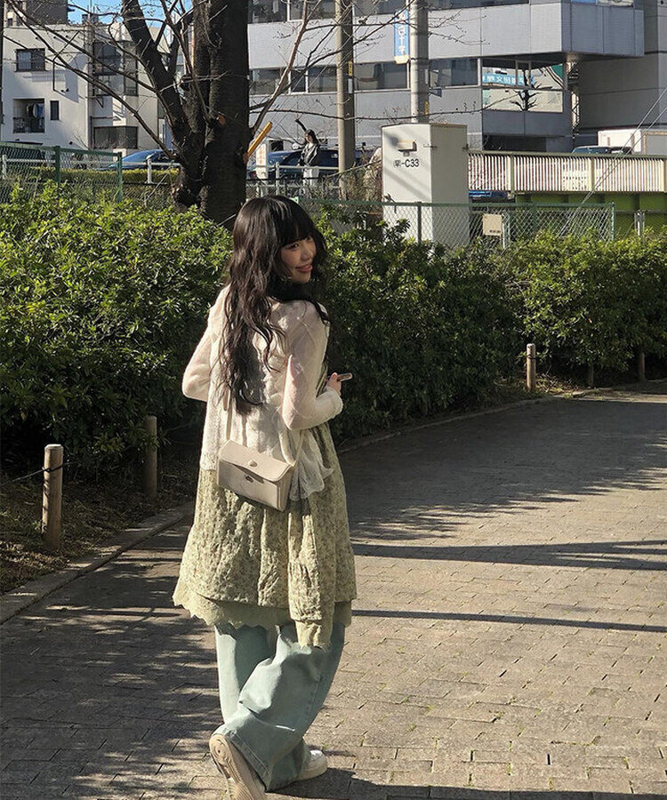 ドファ ビンテージ フラワー ワンピース KHAKI