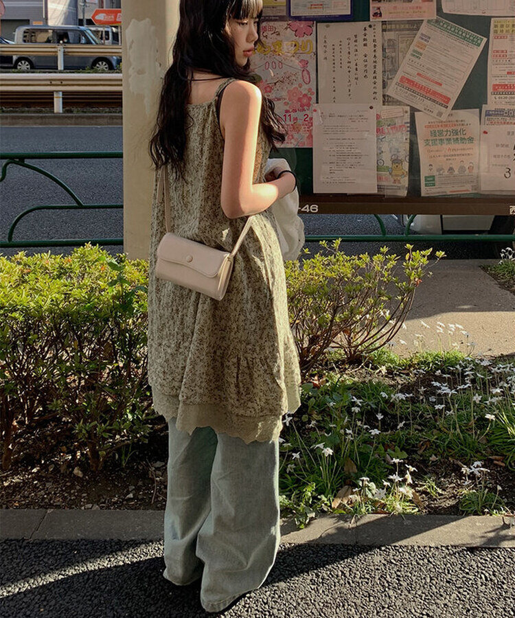 ドファ ビンテージ フラワー ワンピース KHAKI