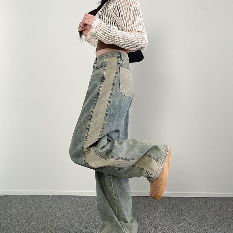 【BASIC/LONG 丈別】ビンテージ配色デニムパンツ LIGHT BLUE
