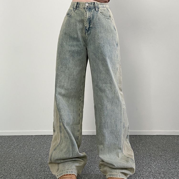 【BASIC/LONG 丈別】ビンテージ配色デニムパンツ LIGHT BLUE