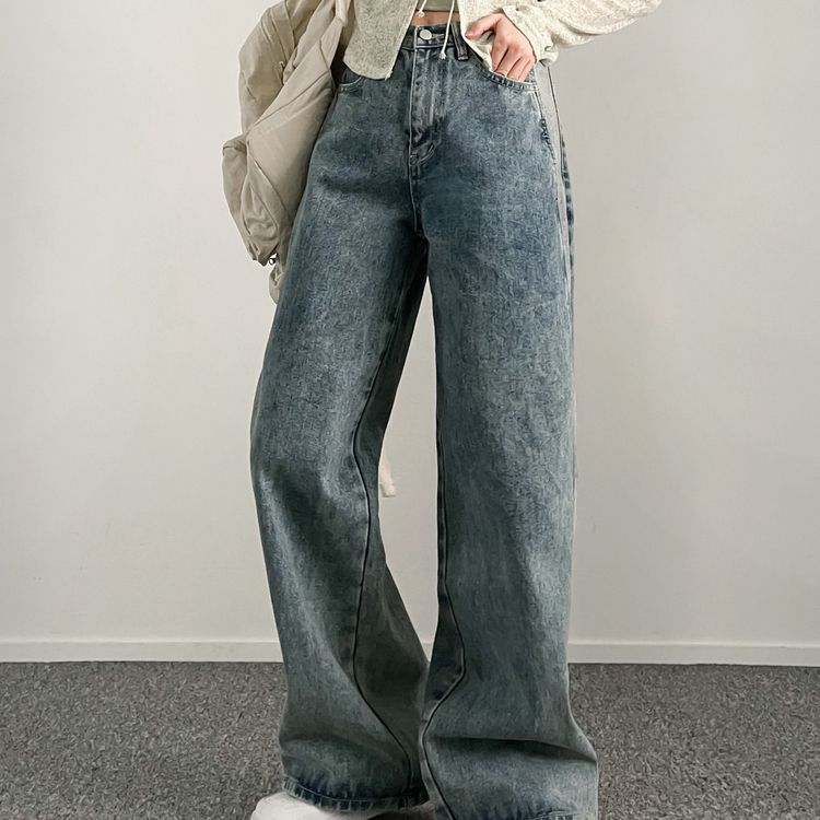 【BASIC/LONG 丈別】ビンテージ配色デニムパンツ BLUE