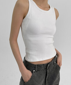 イージーベーシックカップ付きノースリーブ WHITE