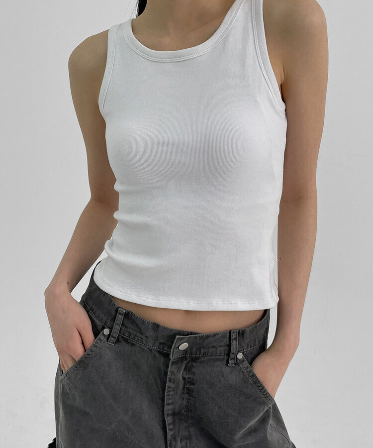 イージーベーシックカップ付きノースリーブ WHITE