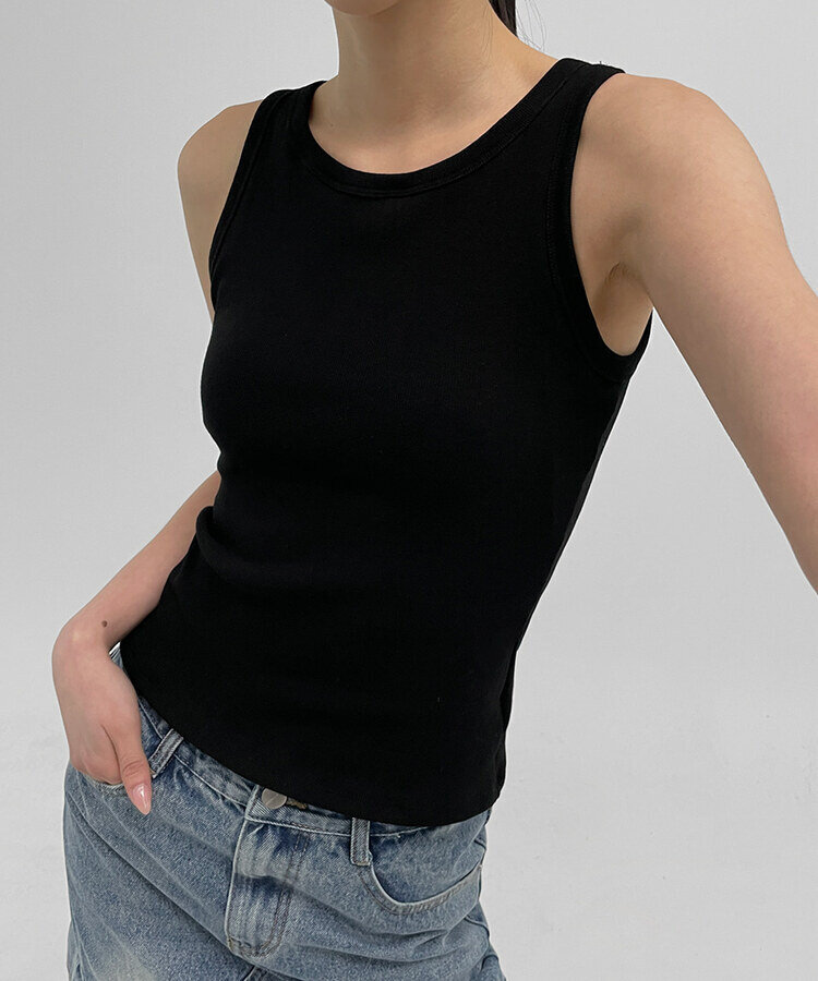 イージーベーシックカップ付きノースリーブ BLACK