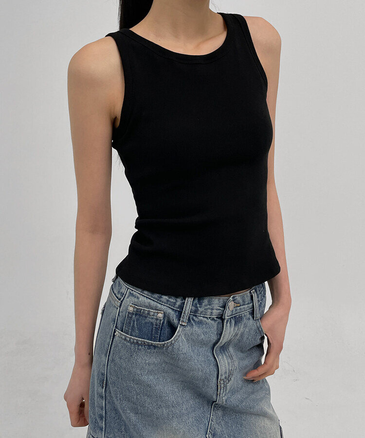 イージーベーシックカップ付きノースリーブ BLACK