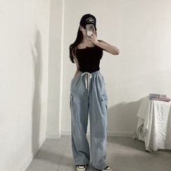 ノースリーブ 【カップ付き】グランボタンタンクトップ BLACK
