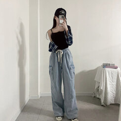 ノースリーブ 【カップ付き】グランボタンタンクトップ BLACK