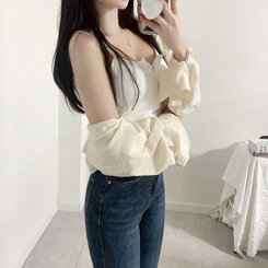 ノースリーブ 【カップ付き】グランボタンタンクトップ WHITE