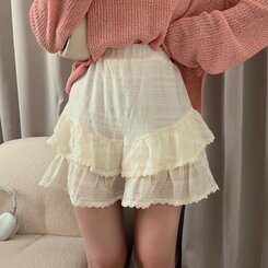 ニット ラウンドシースルースリットルーズ長袖ニット5色 PINK