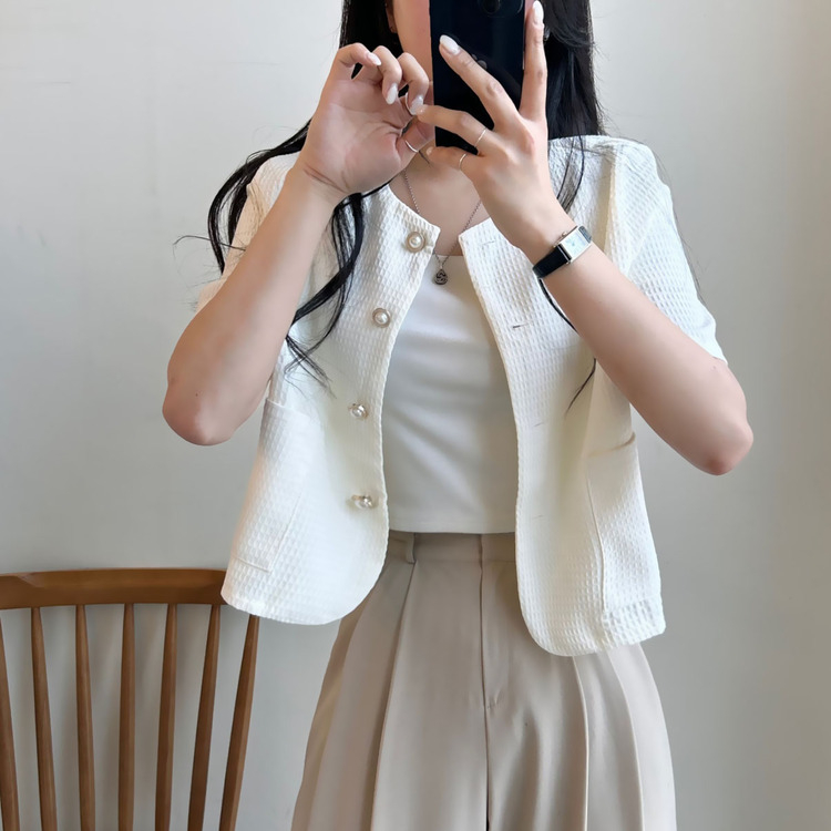 pachman ツイード クロップド半袖トップス ツイード半袖クロップジャケット｜ジャケット｜韓国ファッション通販 SONA
