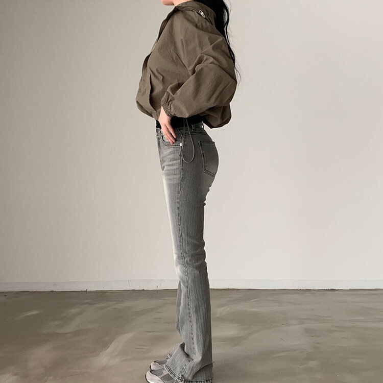 カンガルークロップフードストリングウィンドブレーカー5色 KHAKI