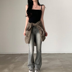 カンガルークロップフードストリングウィンドブレーカー5色 KHAKI