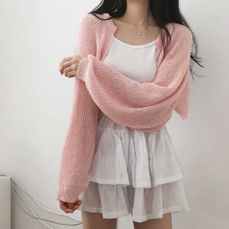 デリケートシンクボレロカーディガン8色 PINK